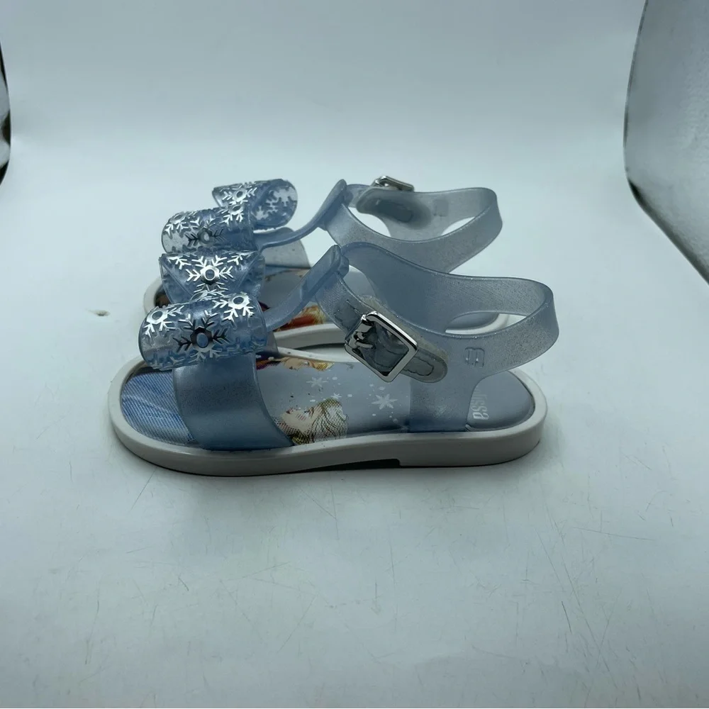 Mini Melissa X Disney Frozen girls Blue Sandals with Bow size 7C
